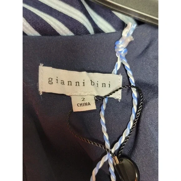NWT Gianni Bini Maxi Dress 2 Navy White Grey Genevieve Striped Nautical Glam - Picture 5 of 10
